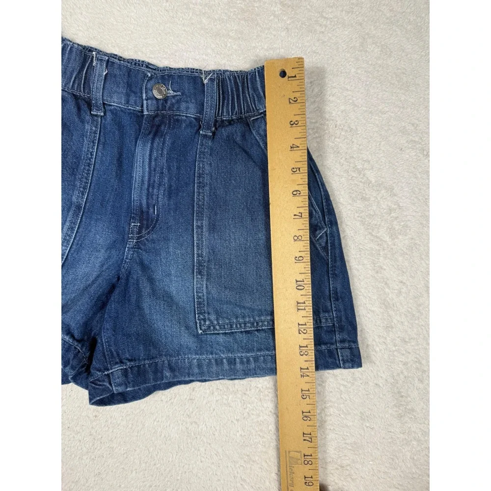 Gap Denim Shorts Womens Small Blue  High Waist Elastic Utility Carpenter